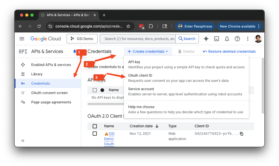 Create OAuth Client ID